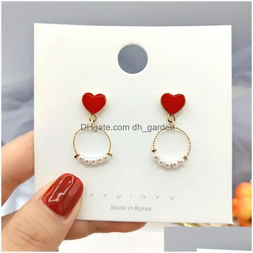 Pearl Earrings For Women Hollow Heart Pendants Personality Hanging Boucle Oreille Drop Delivery Dhgarden Otacb