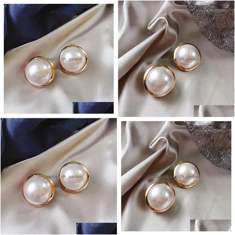 Korean Big Round Simated Pearl Stud Earrings For Women Etrendy New Classic Elegant Earing Fashion Jewelry Drop Delivery Dhgarden Oto1C