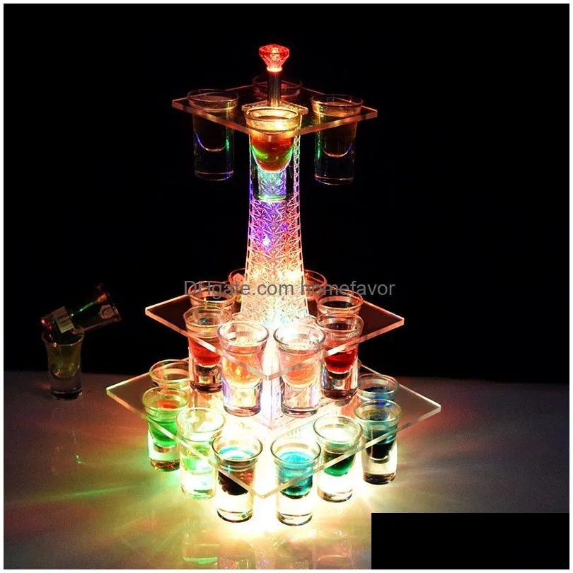 party decor colorful sparkling eiffel tower cocktail shelf creative charging wine cup holder for bar birthday ktv nightclub