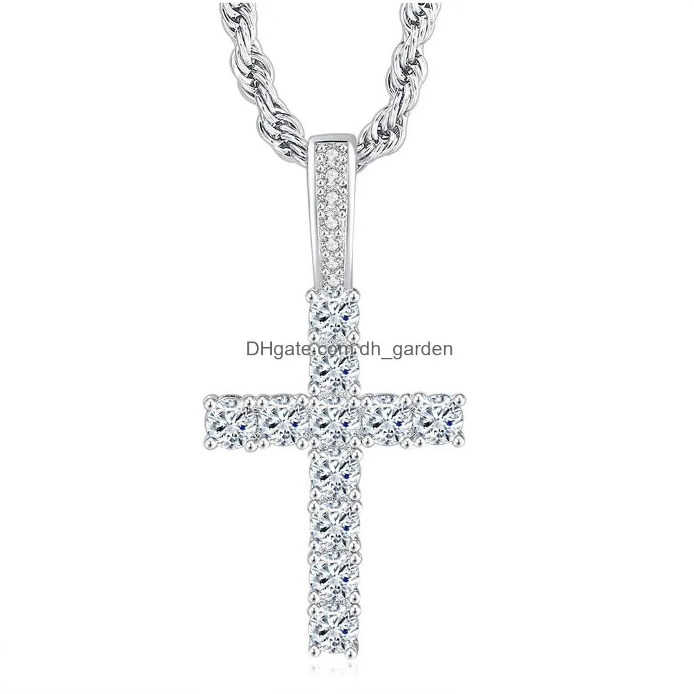 Hip Hop Cross Pendant Necklace For Women Jewelry Female Statement Iced Out Chain Gold Color Jewellery Accessories P003 Drop D Dhgarden Otmxi