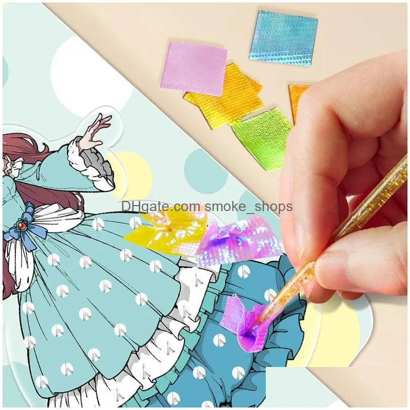 arts and crafts diy children draw painting book princess dressing wedding dress girls toy kids arts and crafts puzzle handmade clothing stickers