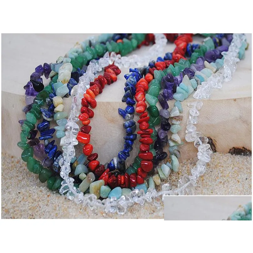 spring and summer new beach style necklaces special shaped crushed stone amethyst string female clavicle chain crystal necklace