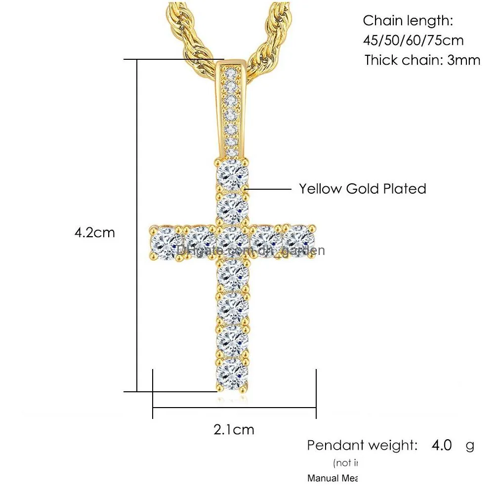 Hip Hop Cross Pendant Necklace For Women Jewelry Female Statement Iced Out Chain Gold Color Jewellery Accessories P003 Drop D Dhgarden Otmxi