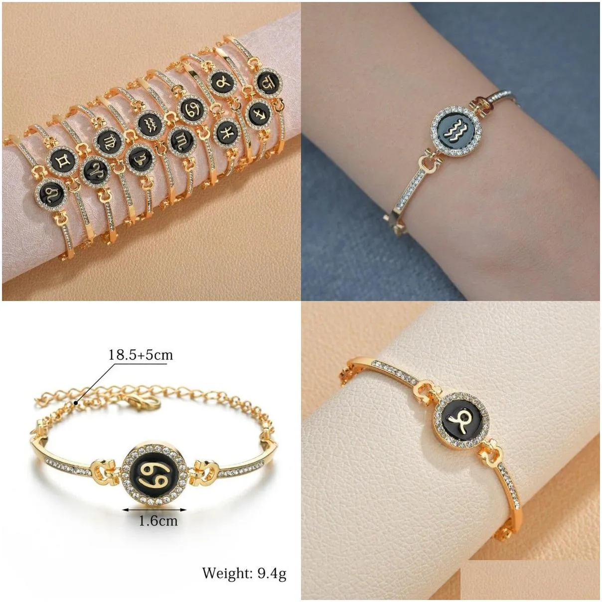 12 zodiac signs constellation charm bracelet men women fashion rhinestones charm bracelet & bangle birthday gifts
