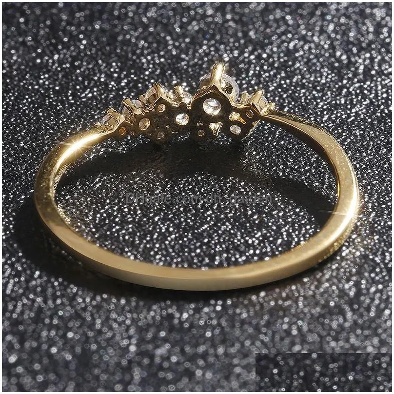 Ring For Women Lady Mini Cubic Zirconia Finger Rings Light Gold Color / Sier Fashion Jewelry Kcr088 Drop Delivery Dhgarden Ot4Ev