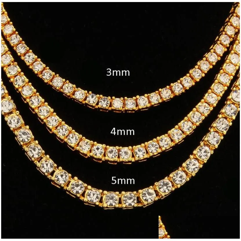 men`s hip hop bling bling chains jewelry mens diamond iced out tennis chain necklace fashion 5mm gold silver color chain necklaces