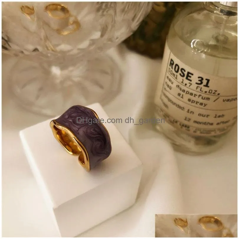 Antique 925 Sterling Sier Irregar Drop Glaze Gold Color Rings For Women Elegant Party Jewelry New S-R961 Drop Delivery Dhgarden Otasu