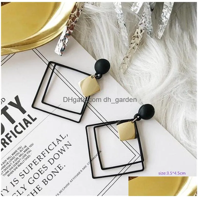 Black Hanging Long Earrings For Women Triangle Square Statement Drop Boucle Oreille Femme Fashion Jewelry Drop Delivery Dhgarden Ot3My