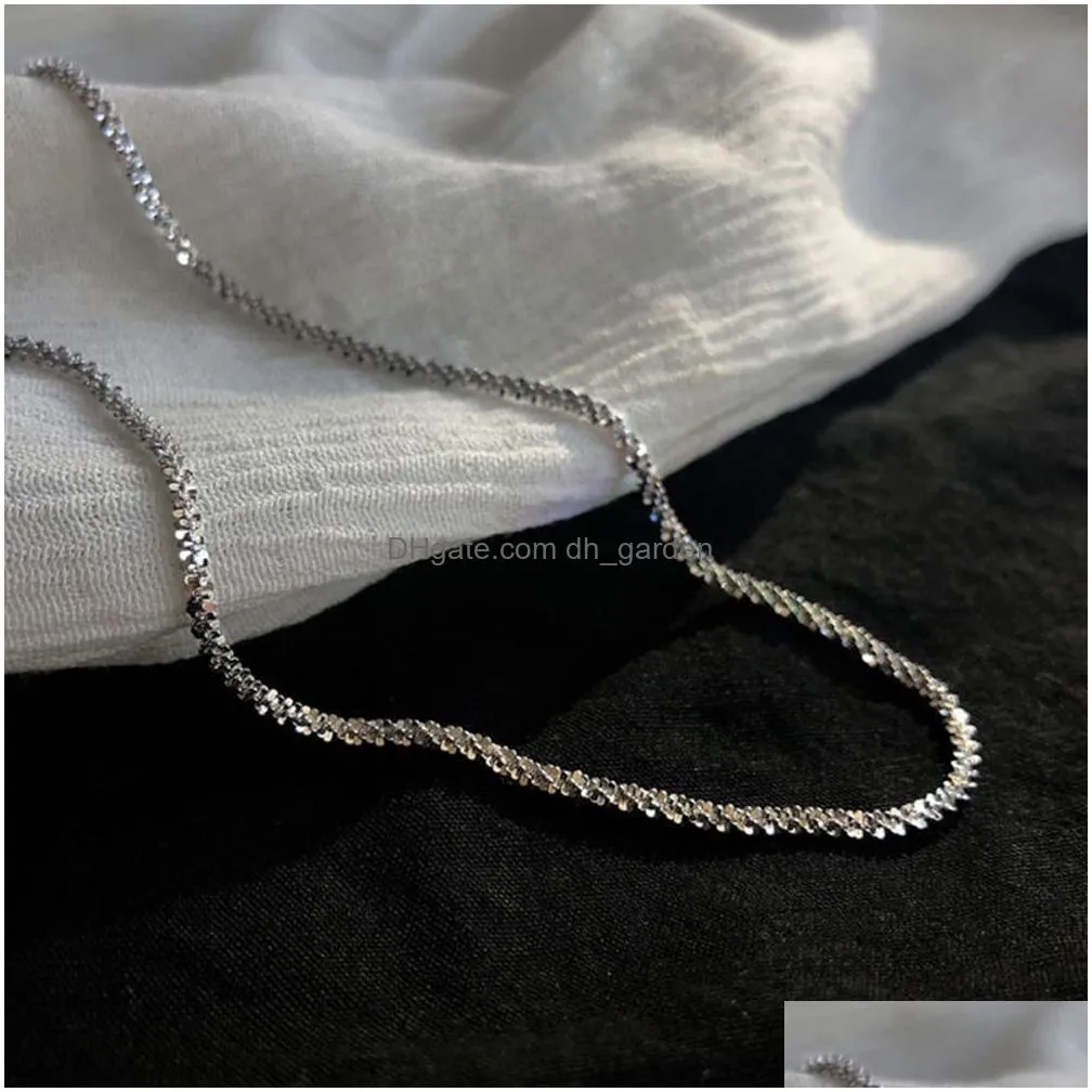 Sier Colour Sparkling Clavicle Chain Choker Necklace For Women Fine Jewelry Drop Delivery Dhgarden Otgkw