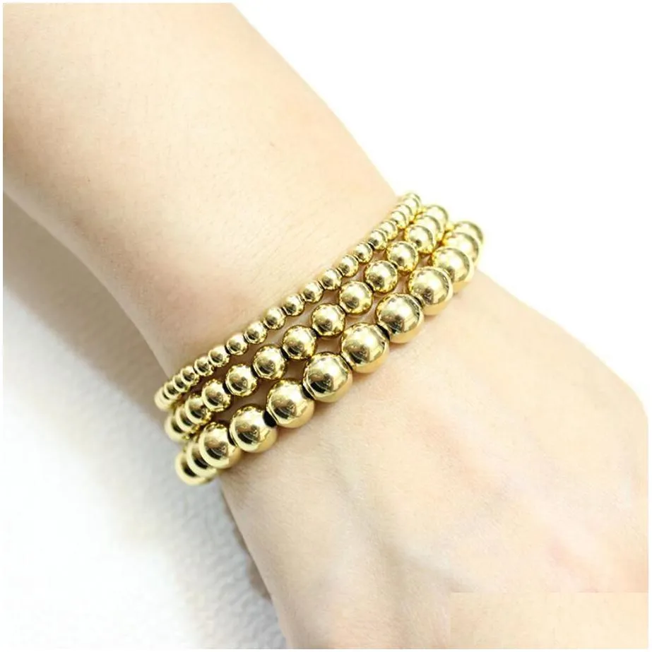 fashion stainless steel gold color bangle beaded bracelets bangles for women men jewelry biker bicycle bead stretchable bracelet