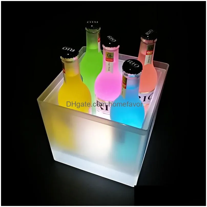 12pcs light up led ice bucket square tray champagne wine beer cooler for ktv party bar nightclub table decoration