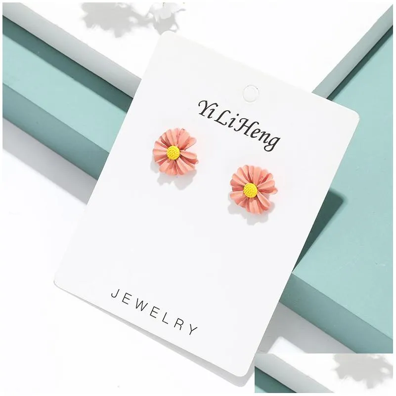 korean style cute small daisy flower stud earrings for women girls sweet statement asymmetrical earring party jewelry gifts