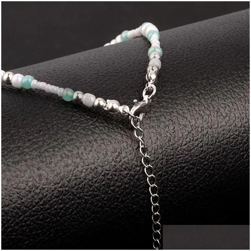 new simple bohemian conch starfish pendant rice bead anklets foot jewelry leg ankle bracelets for women gifts