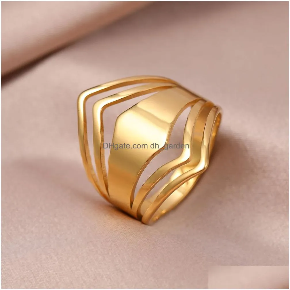 Stainless Steel Ring Geometric Rhombus Antique Rings Anillos Elegant Fashion For Women Jewelry Wedding Engagement Drop Delive Dhgarden Ota8J