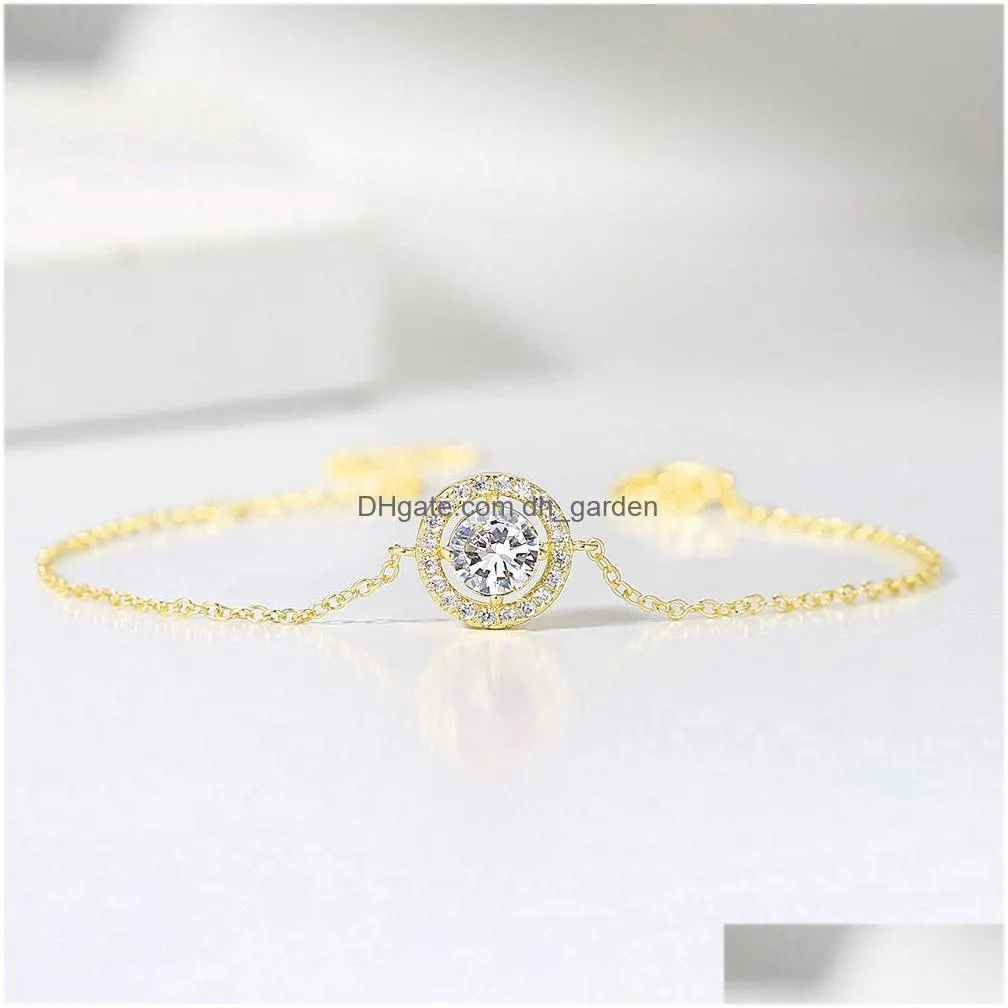 Round Micro Mosaic Cz Crystal Rose Gold Color Bracelet Fashion Austrian Jewelry For Women Sale H165 Drop Delivery Dhgarden Ot49V