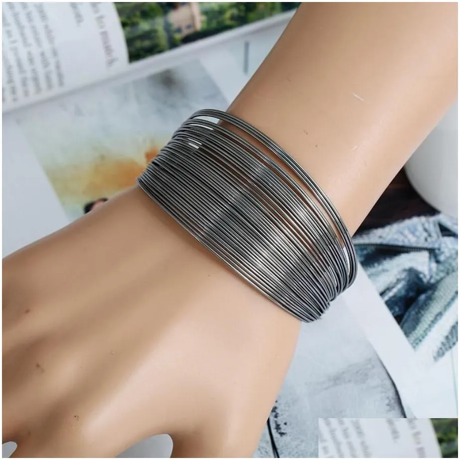 punk women multilayer open wide style cuff bracelet bangle jewelry statement jewelry indian bangles christmas jewelrys