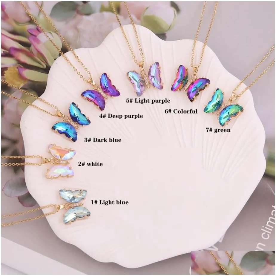 personality fashion clavicle chain necklace for women girl gift gradient butterfly pendant necklace jewelry