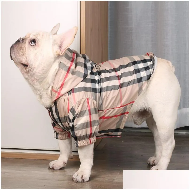 Dog Apparel Pet Clothing Waterproof Windbreaker Fabric Plaid Dog Clothes Autumn Teddy Schnauzer Bichon Frise Jarre Aero Drop Delivery Dhgoz