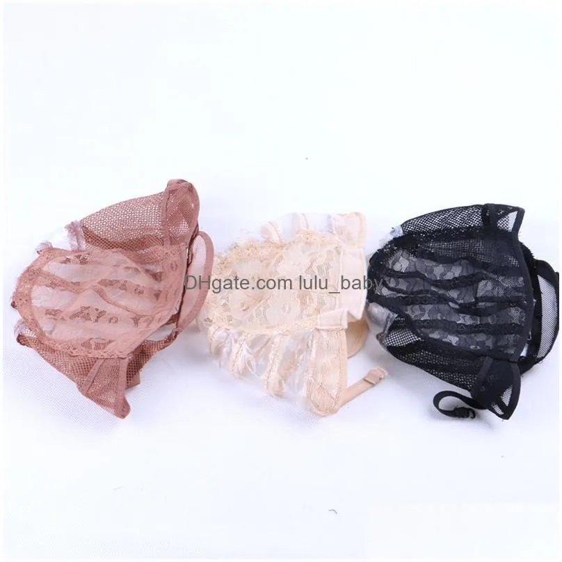 wig making base inner cap adjustable weave one size breathable weaving lace net wig cap black brown blonde color