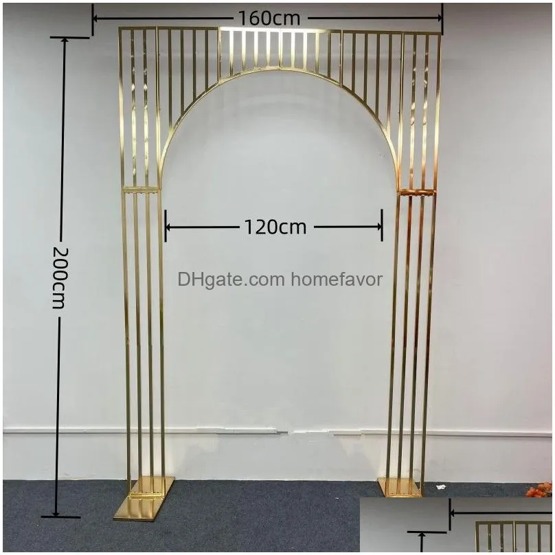 upscale wedding backdrop decoration gilded arch shelf geometry design wrought iron screen for outdoor party diy props