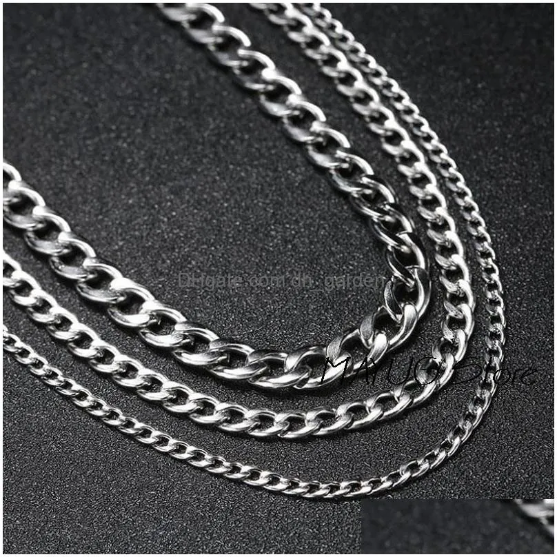 Chains Stainless Steel Chain Necklace Hip Hop For Women Men Necklaces Drop Delivery Jewelry Necklaces Pendants Dhgarden Otgmf