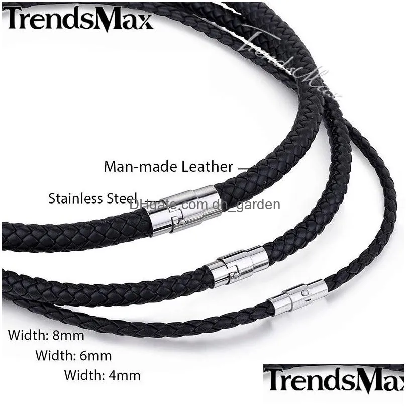 Classic Mens Leather Necklace Choker Black Brown Braided Rope Necklaces For Men Gifts Wholesale Drop Male Jewelry Drop Delive Dhgarden Otb8N