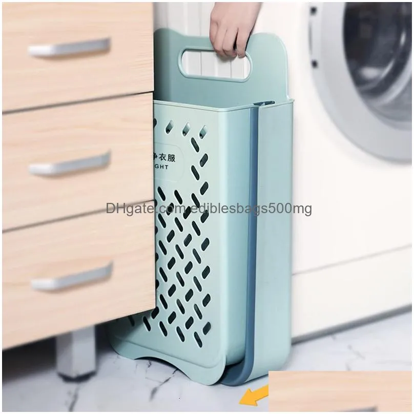 storage baskets folding laundry clothes basket home garbage accessories portable save space punch dirty holder bucket 230710