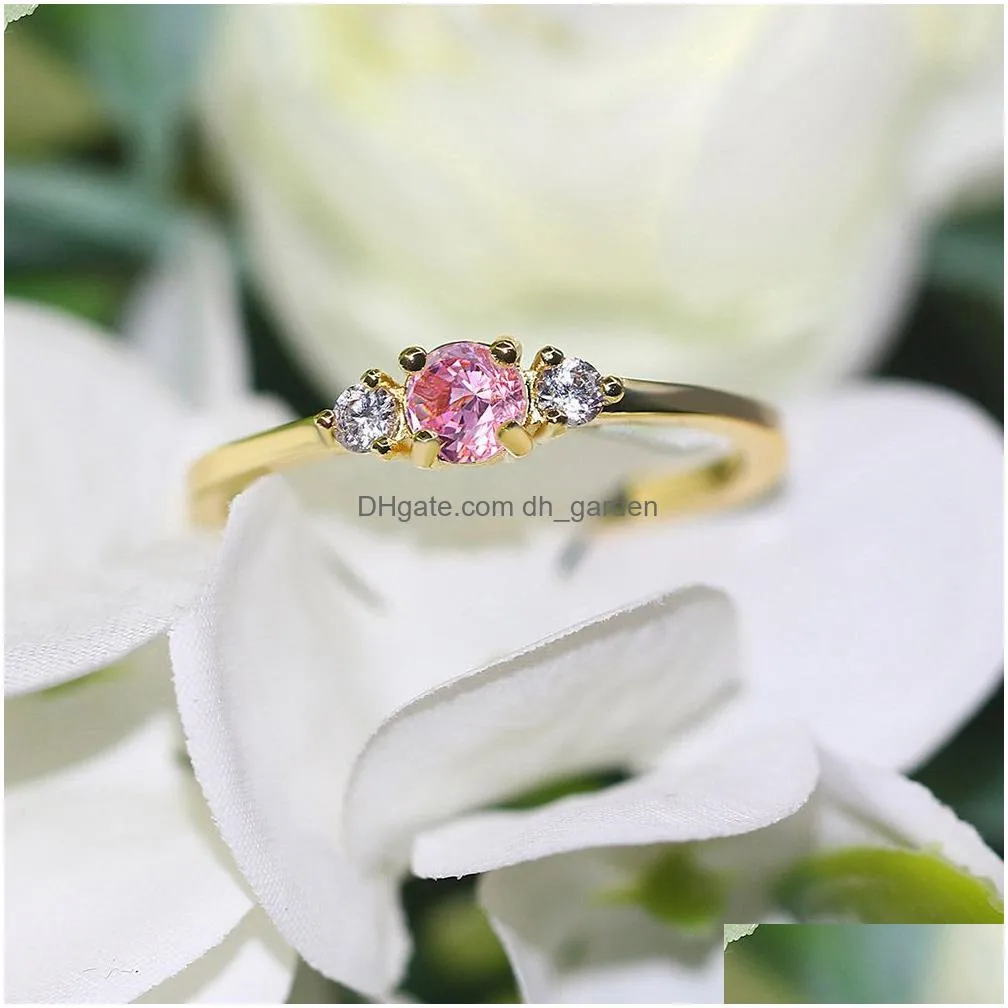 Slim Wedding Rings For Women Delicate Cubic Zirconia Light Gold Color Proposal Finger Ring Gift Fashion Jewelry R872 Drop Del Dhgarden Otnxx