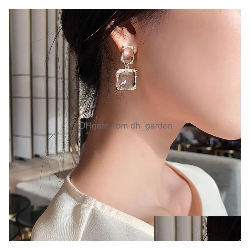Transparent Glass Block Womens Earrings Luxury Party Jewelry Y Girls Unusual Christmas Earring Fashion Accessories Drop Deliv Dhgarden Otp1H