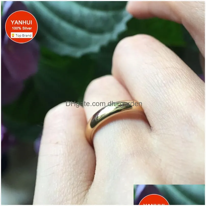 Never Fade Original Solid Stainless Steel Rings 18K Gold Gloss For Women And Men Simple Couple Ring Drop Delivery Dhgarden Ot3Uv