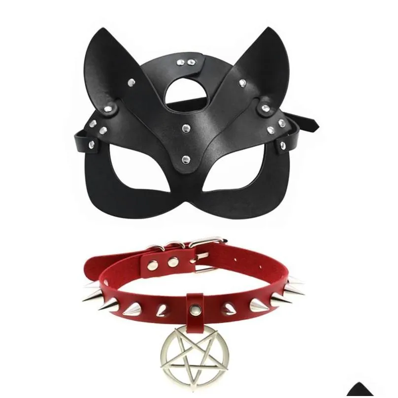 Other Event & Party Supplies Other Event Party Supplies Black Leather Eye Mask Sm Fetish Collar Women Halloween Cosplay Blindfold Toys Dhhlp