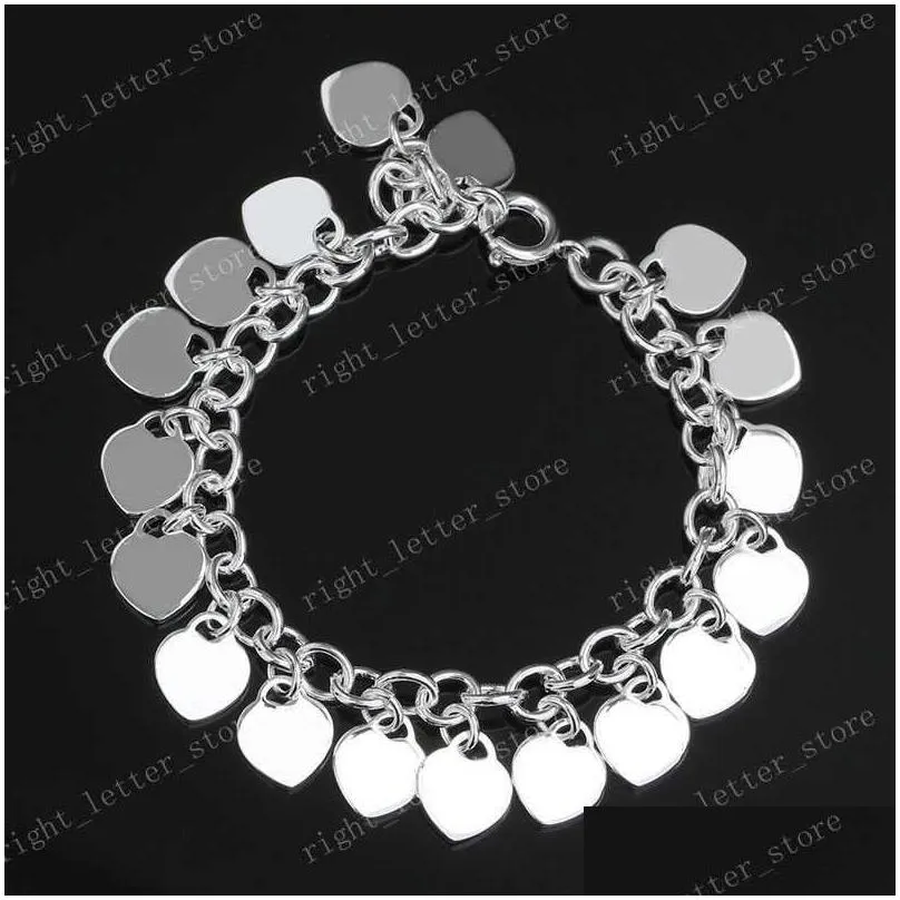 Charm Bracelets Charm Bracelets Famous 925 Sterling Sier Designer Brands Classic Diy Bracelet Mti Heart Label Handwear With Drop Deliv Dhdgu