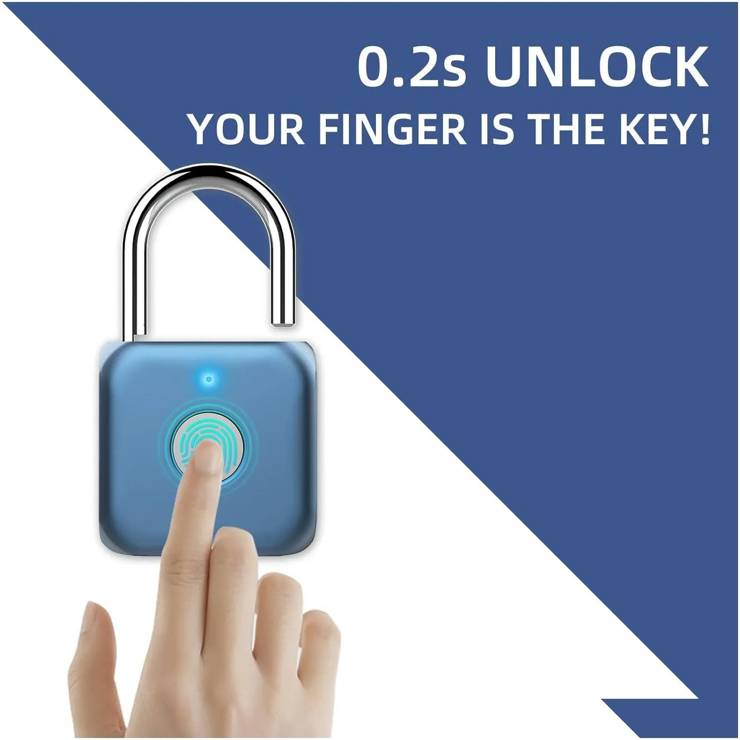 Key & Lock Grey Door Locks Smart Padlock Electronic Remote Control Waterproof Fingerprint With Key Drop Delivery Security Surveillance Otlop