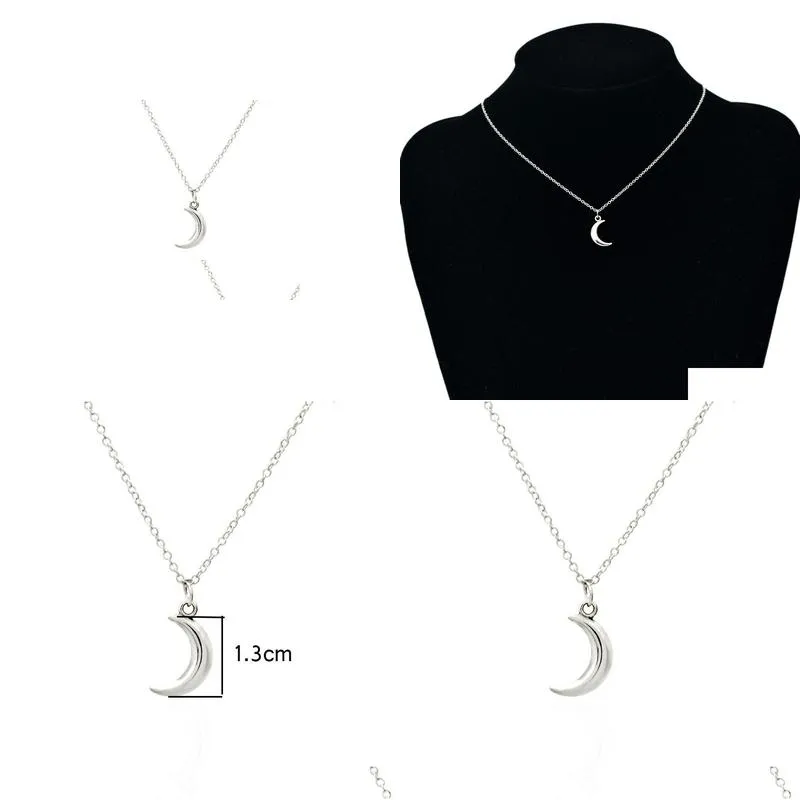 cute moon pendant necklaces for women bohemia silver color chain choker necklace simple jewelry bijoux collares