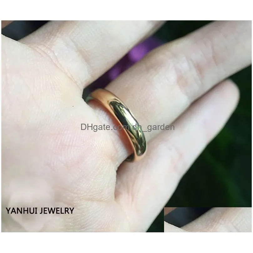 Never Fade Original Solid Stainless Steel Rings 18K Gold Gloss For Women And Men Simple Couple Ring Drop Delivery Dhgarden Ot3Uv
