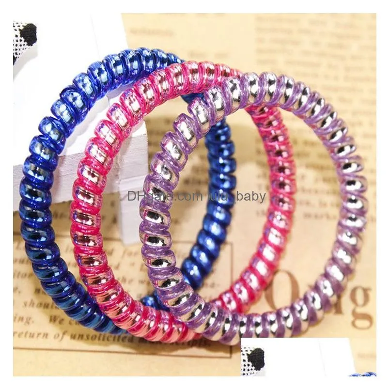 women colorful hairband girl candy color headband telephone cord elastic ponytail holders hair ring diameter 5cm
