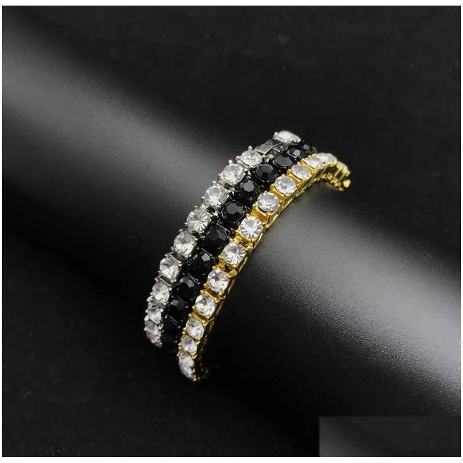 iced out 1 row rhinestones bracelet men hip hop style clear simulated diamond 7/8/9inches bracelet bling bling fashion