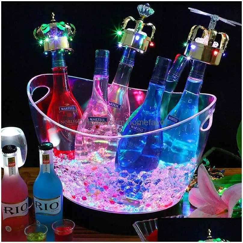 fashion bar rack 2 to 12l transparent led luminous ice cube storage buckets barrel bar beer bottle cooler container light up wine