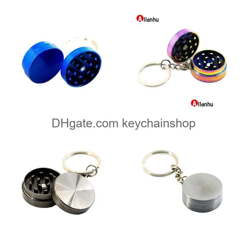 20Mm 30Mm 2 Parts Small Sizes Pocket Portable Keychain Tobacco Smoking Herb Grinder Wjy954 Drop Delivery Dhlzh