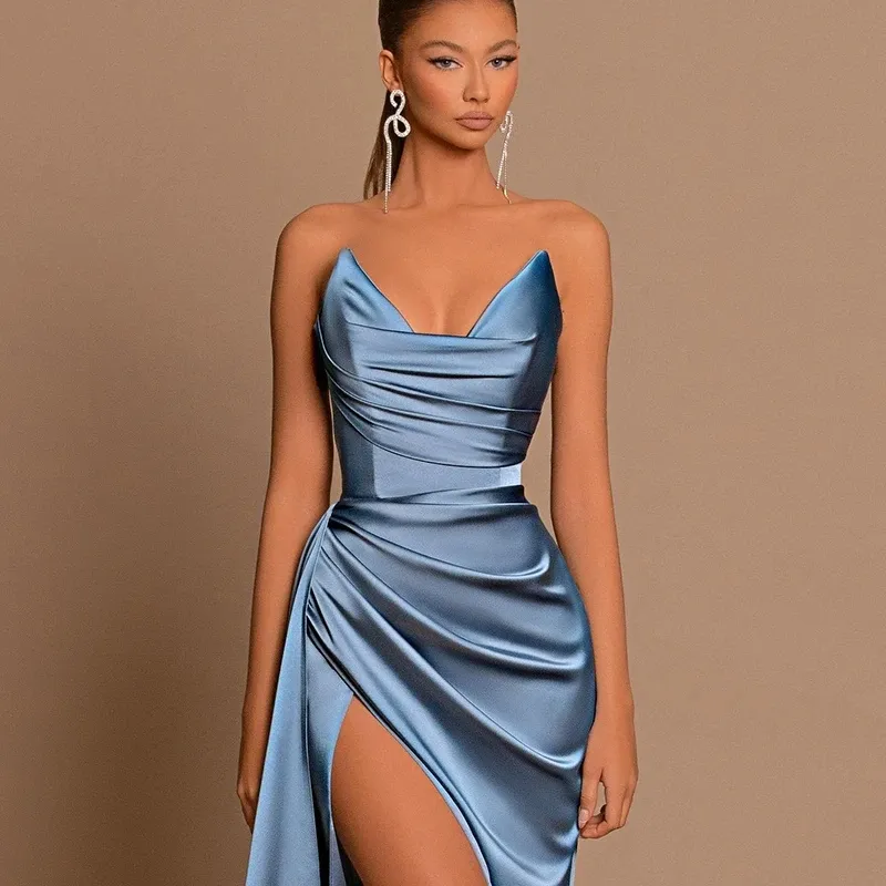 Royal Blue Mermaid Prom Evening Dresses Formal Sweetheart Party Dress Side Slit Night Vestido De Novia Plus Size