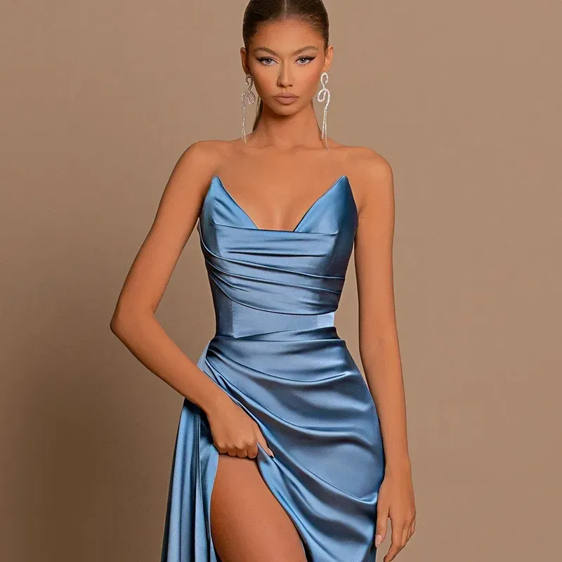 Royal Blue Mermaid Prom Evening Dresses Formal Sweetheart Party Dress Side Slit Night Vestido De Novia Plus Size