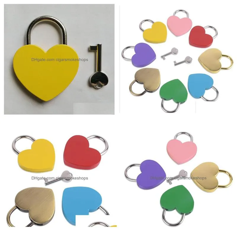 2021 creative alloy heart shape key padlock mini archaize concentric lock vintage old antique door locks with key new pure color