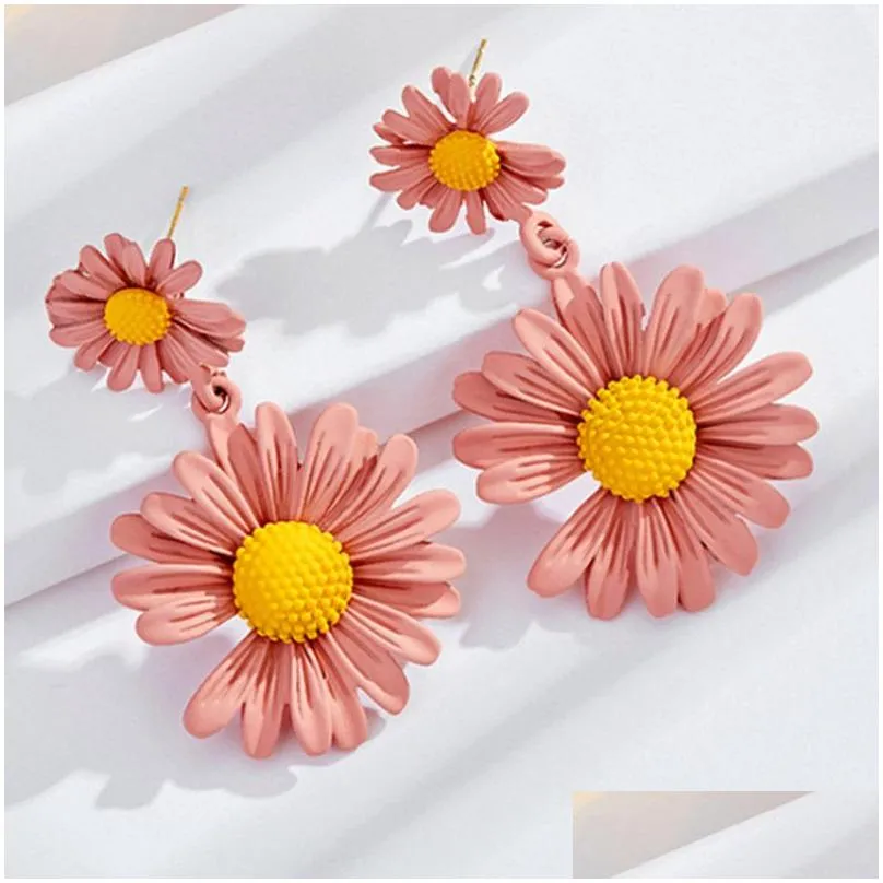designer elegant flower dangle earrings for women lady fashion accessories cute flowers daisy earring jewelry gifts