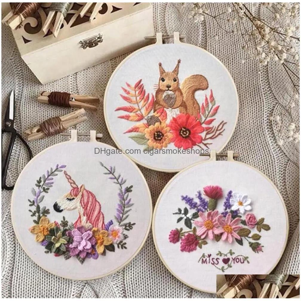 2021 new arts kill time circle embroidery kit needlework embroidery cross stitch kits embroidery for beginner diy art sewing craft