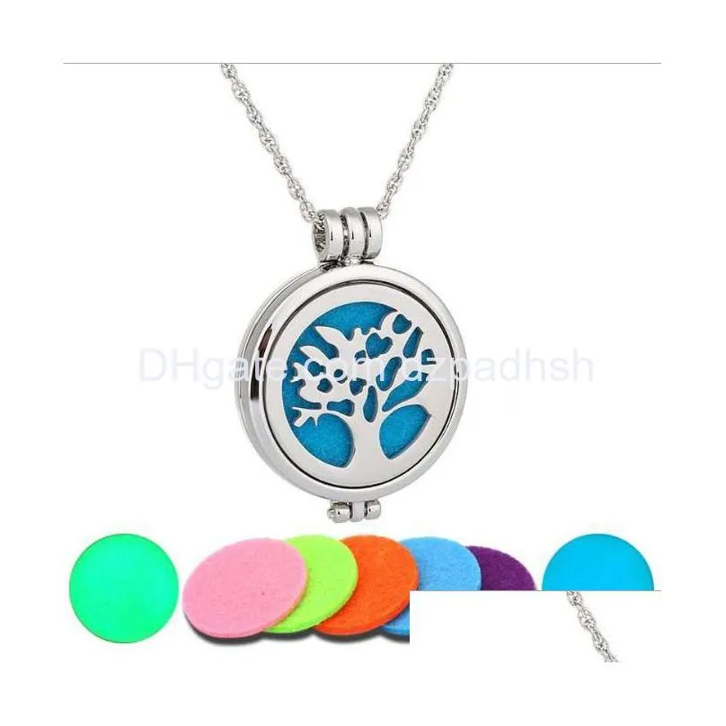 Aromatherapy 8 Styles Essential Oil Diffuser Necklace Magnet Close Locket Pendant With 5Pads And Chains Necklaces Jewelry Drop Deliv Dha73
