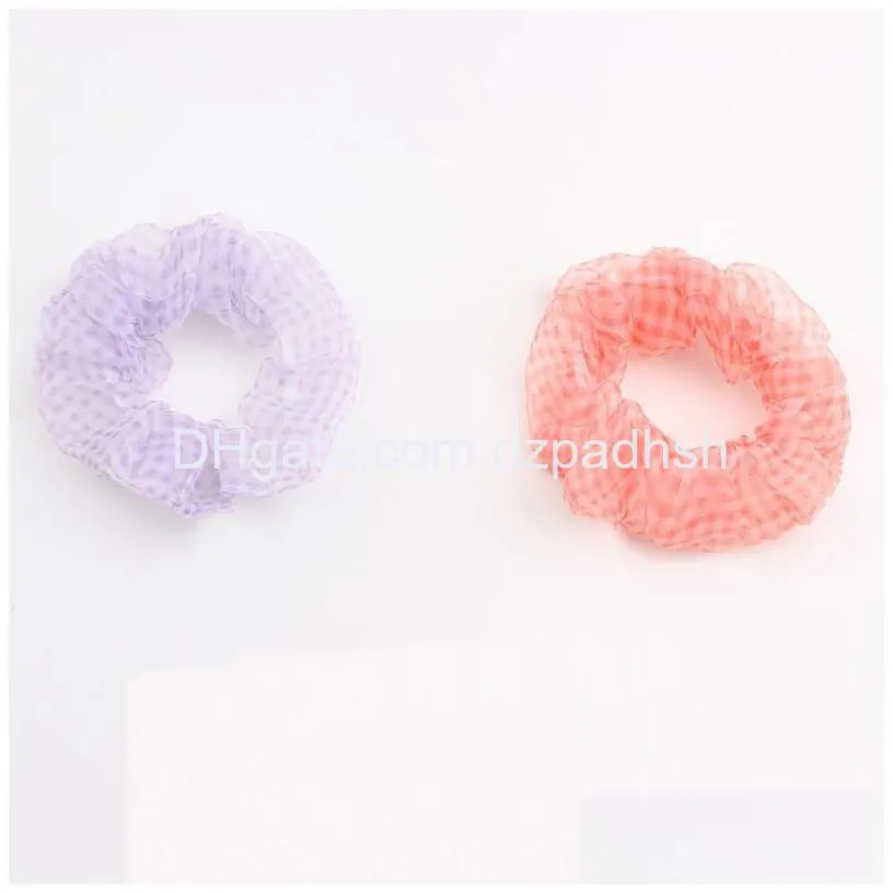 Hair Accessories Organza Soft Scrunchie Sweet Chiffon Plaid Ties Women Girls Elegant Elastic Bands Ponytail Drop Delivery Products To Dhmpf