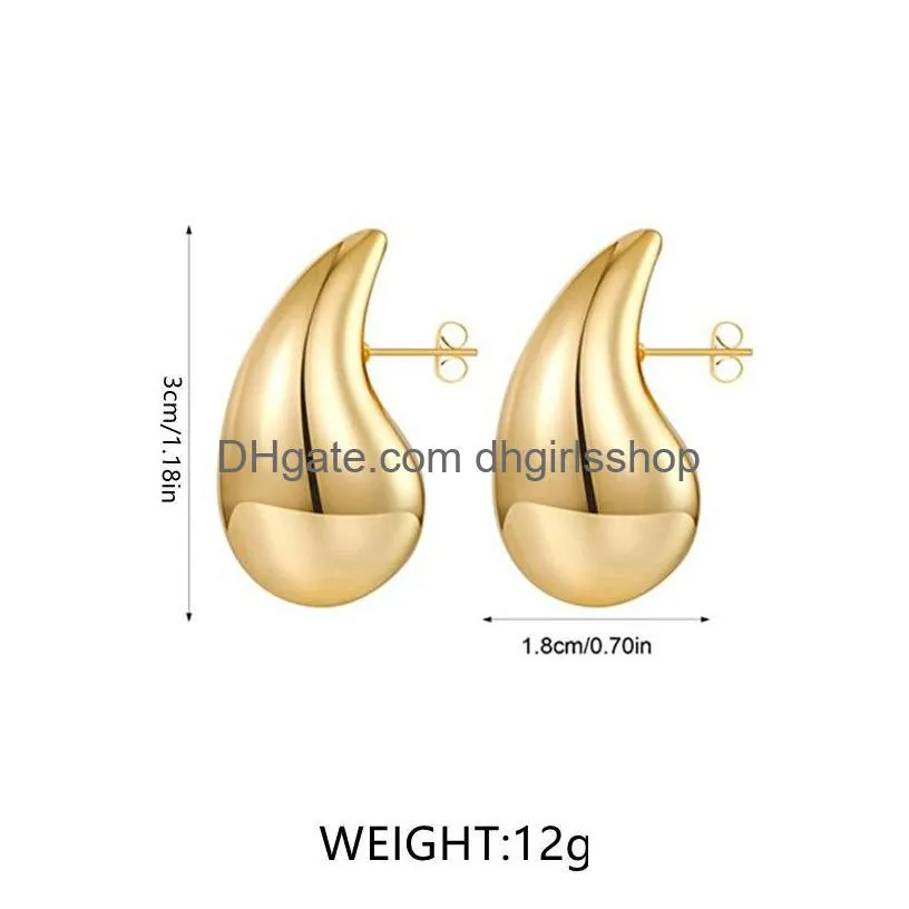 Charm 3 Colors Stylish Italian Hollow Stainless Steel Hypoallergenic 18K Gold Plated Water Drip Earrings For Women And Drop Delivery J Dhqlq