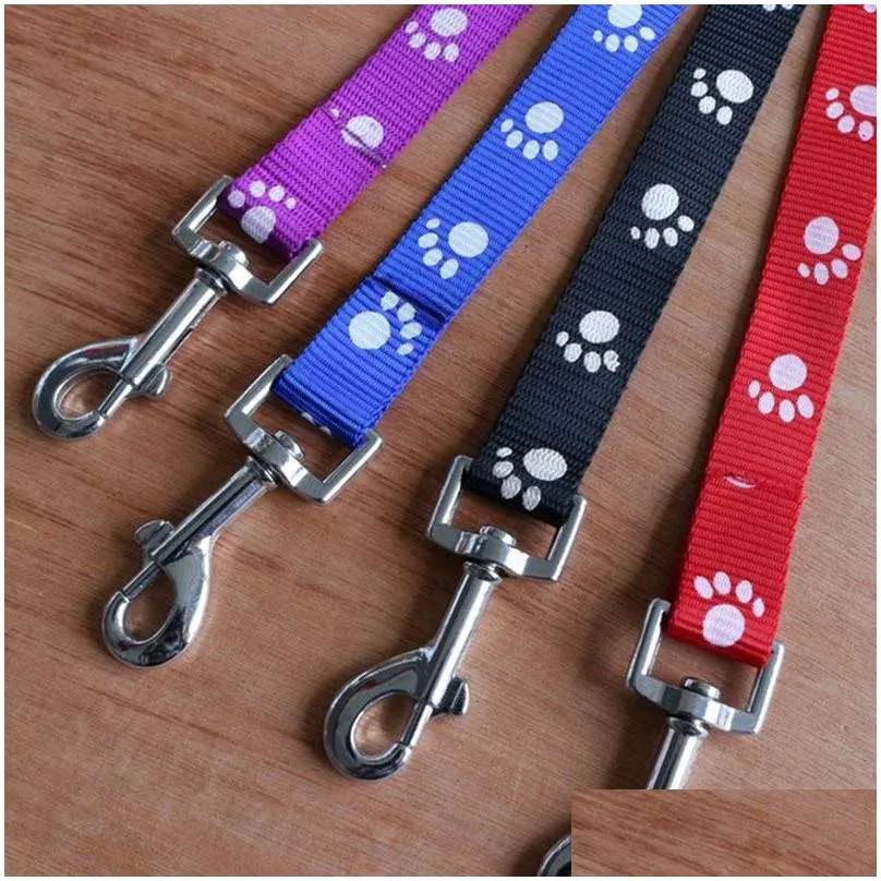 Dog Collars & Leashes 120Cm Long High Quality Nylon Pet Dog Cats Leash Lead For Daily Walking Training 4 Colors Swivel Hook Dogs Leash Dhhls