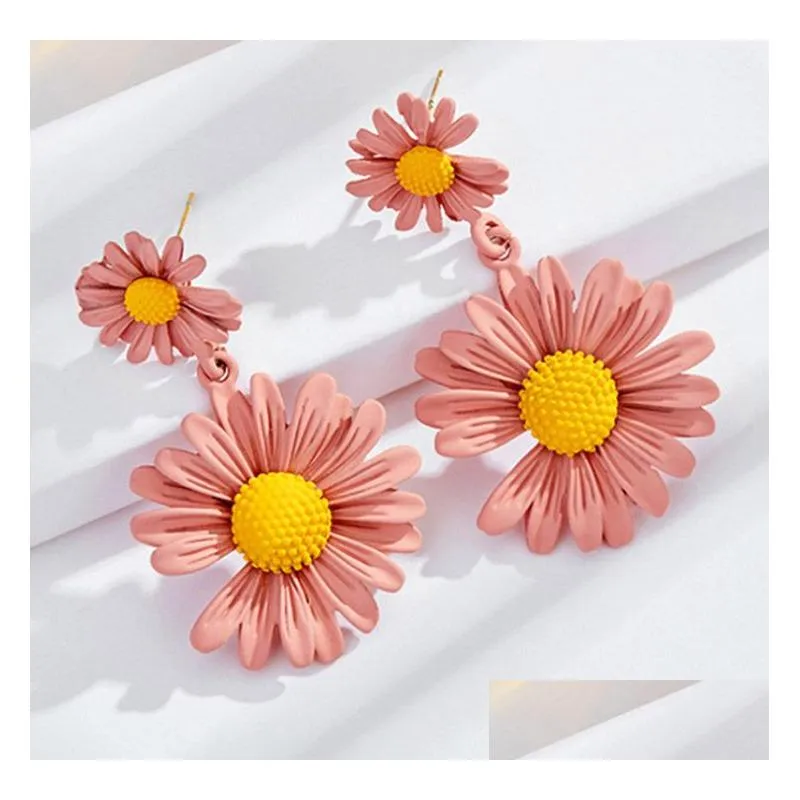 designer elegant flower dangle earrings for women lady fashion accessories cute flowers daisy earring jewelry gifts