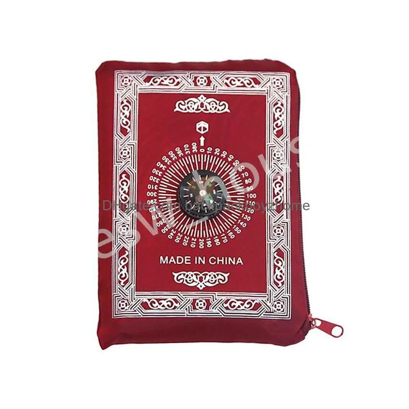 party favor portable waterproof muslim prayer mat rug with compass islamic eid decoration gift favors blanket drop delivery home gar